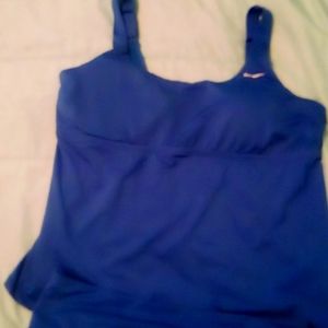Nike Women's Swim Wear Tank Top Bikini Scoop Neck Zip Pocket Blue Size XXL/L